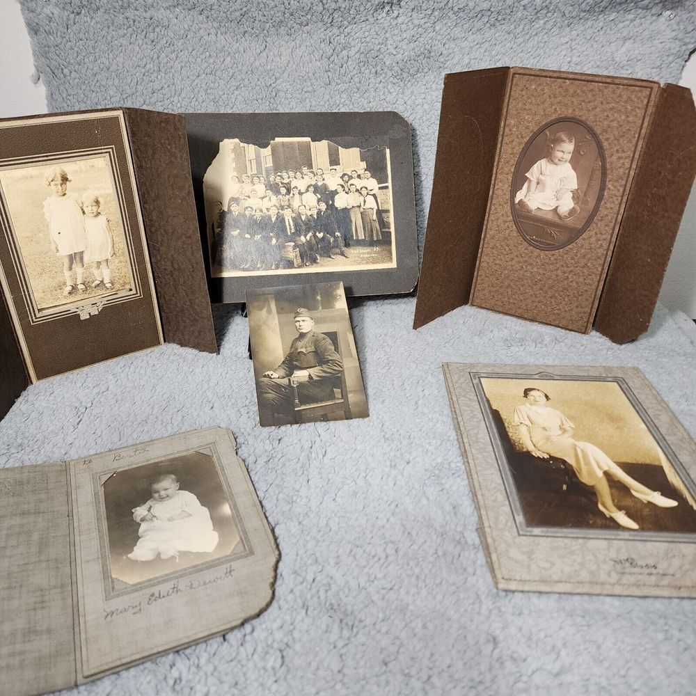 Vintage Antique Black & White Photos Soldier School Kids Portraits‎ Babies
